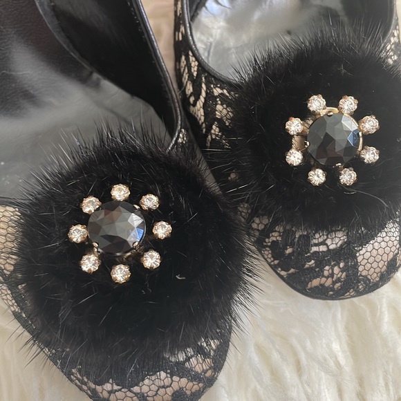 Valentino Mink/Jeweled Black & Nude Heels - Picture 4 of 13